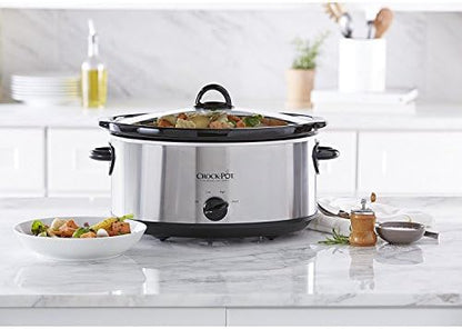 Crock-Pot 7 Quart Oval Manual Slow Cooker – Stainless Steel - J4XH