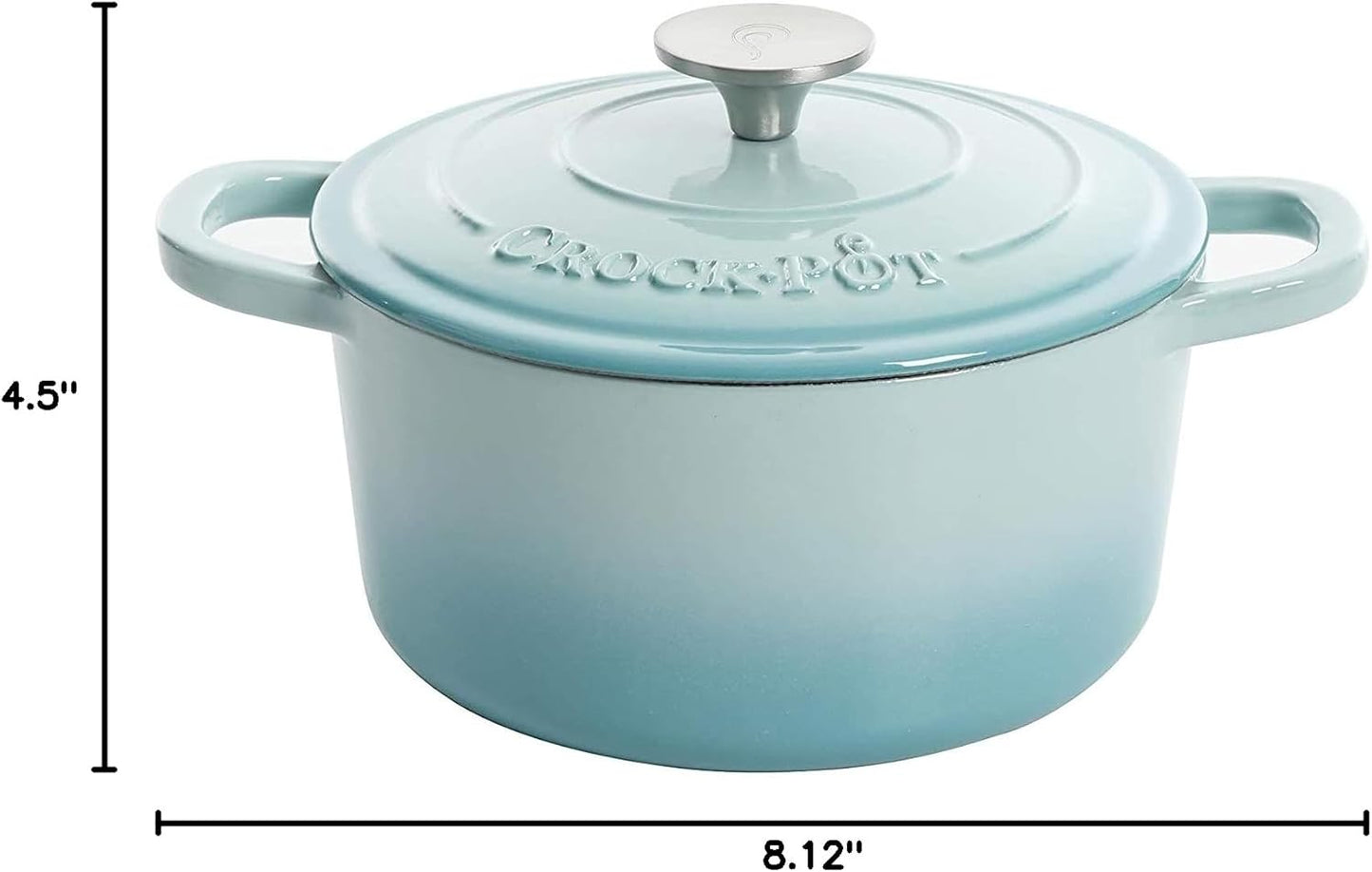 Crock-Pot 3 Quart Enameled Cast Iron Dutch Oven – Aqua - 1MTB