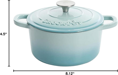 Crock-Pot 3 Quart Enameled Cast Iron Dutch Oven – Aqua - 1MTB
